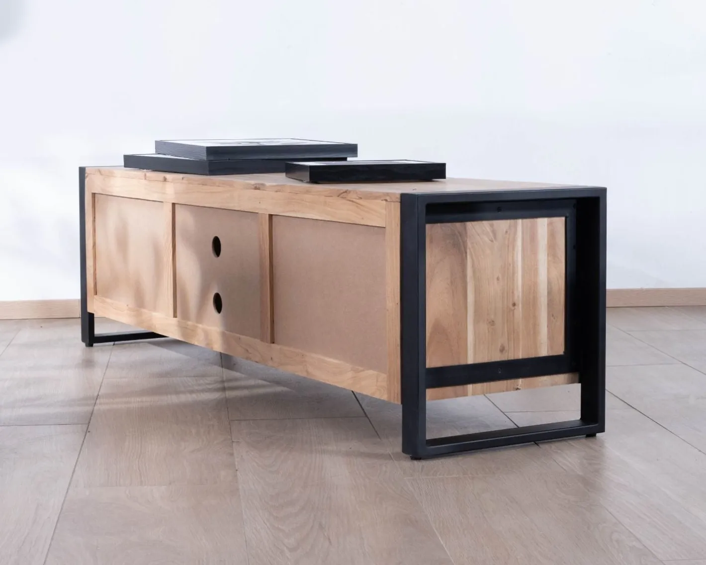 Meuble télé style industriel bois et métal 2 portes "Montréal" 160 cm Meuble Télé