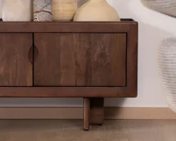 Meuble TV bas 4 portes 180 cm en manguier massif