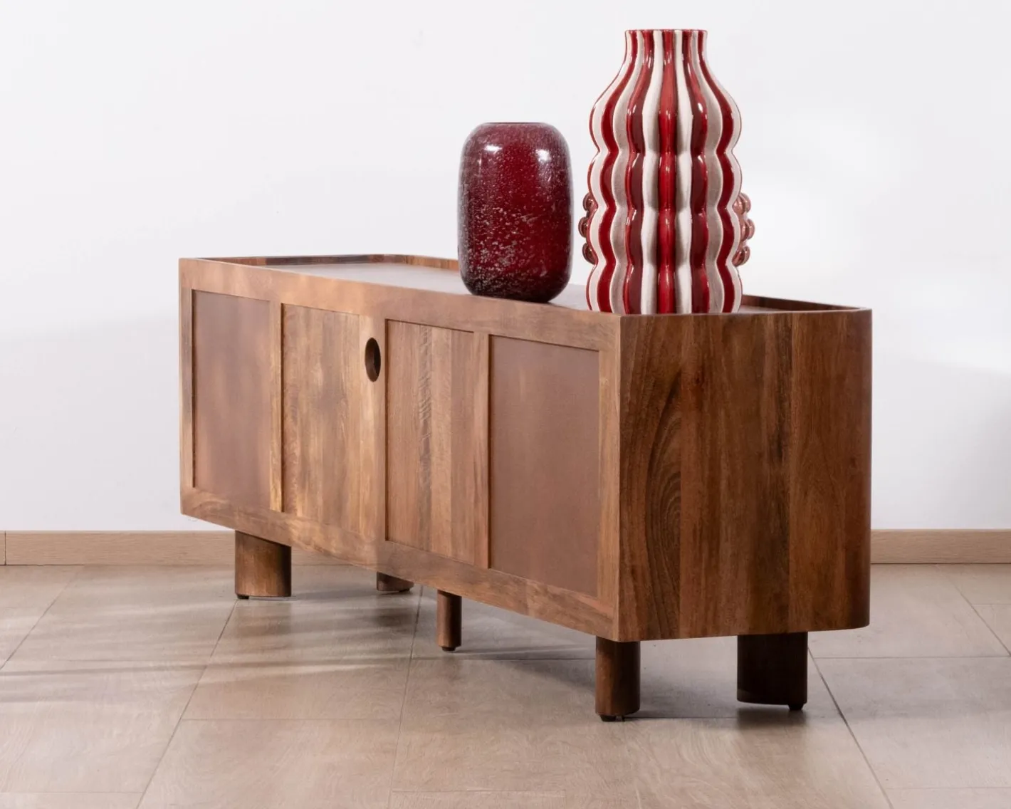 Clearance Meuble TV 175 cm en manguier massif style contemporain minimaliste "Malaké" Meuble Télé