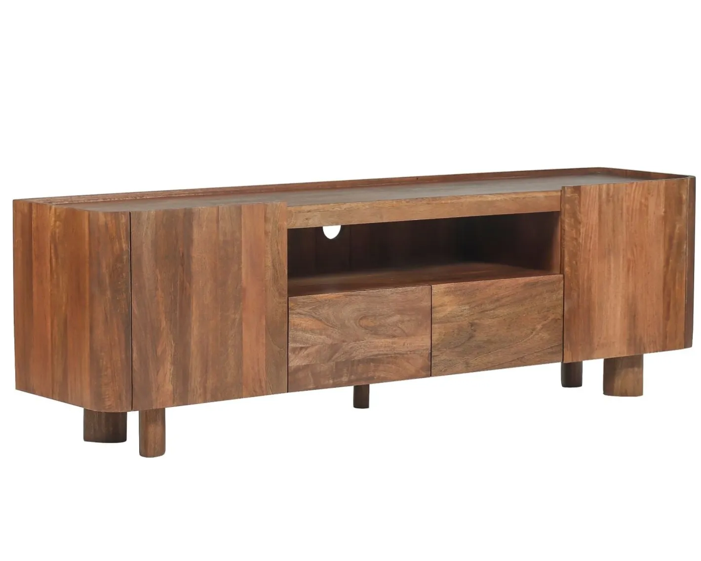 Clearance Meuble TV 175 cm en manguier massif style contemporain minimaliste "Malaké" Meuble Télé