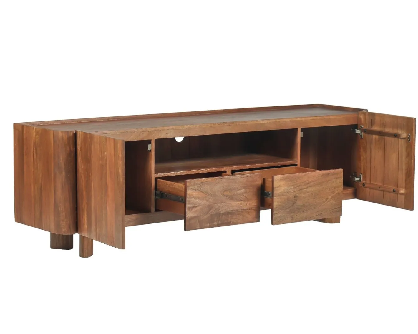 Clearance Meuble TV 175 cm en manguier massif style contemporain minimaliste "Malaké" Meuble Télé