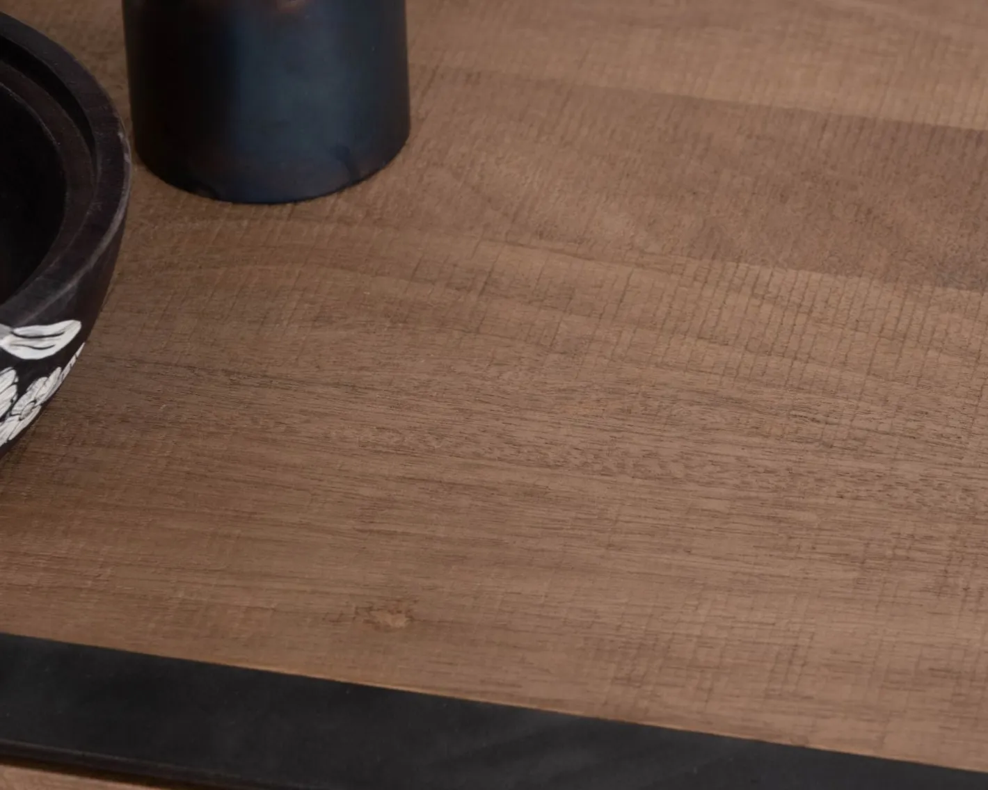 Clearance Meuble TV 150 cm en manguier style épuré "Santo" avec portes et tiroirs Meuble Télé
