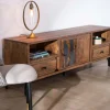 Best Meuble TV 175cm ethnique acacia massif pieds métal noir "Membatu" Meuble Télé