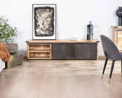 Clearance Meuble TV 160 cm porte coulissante métal et bois