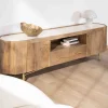 Online Meuble TV 180 cm rétro-chic avec plateau en terrazzo blanc "Bruges" Meuble Télé