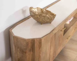 Online Meuble TV 180 cm rétro-chic avec plateau en terrazzo blanc