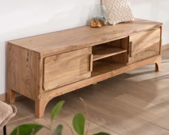 Clearance Meuble TV 160 cm style zen en acacia "Melody" Meuble Télé