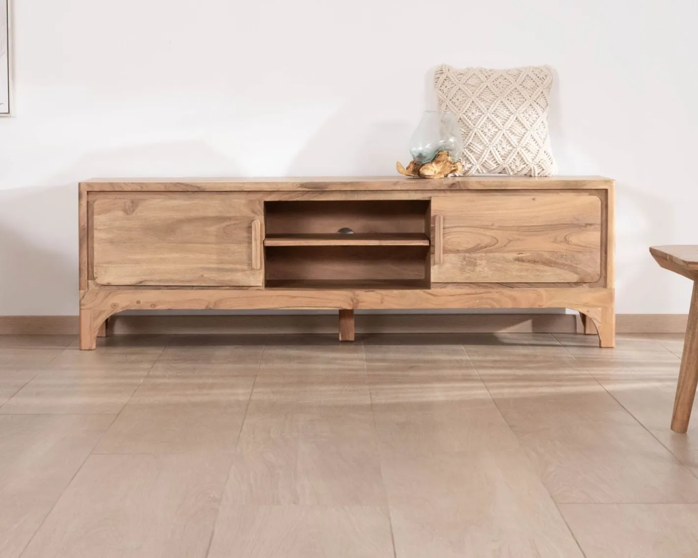Clearance Meuble TV 160 cm style zen en acacia "Melody" Meuble Télé