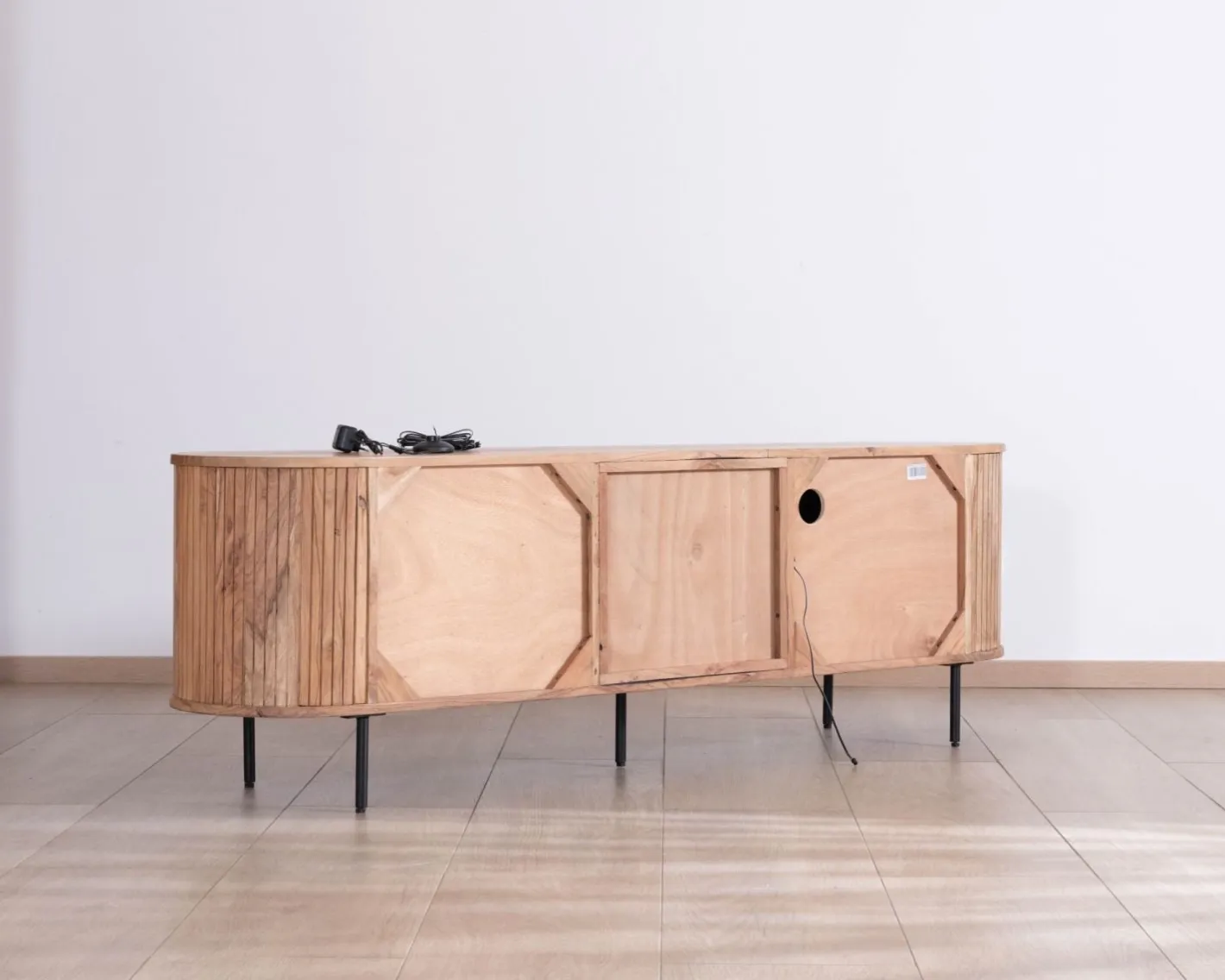 Outlet Meuble TV design rétro 175 cm "Bopee" avec éclairage LED Meuble Télé