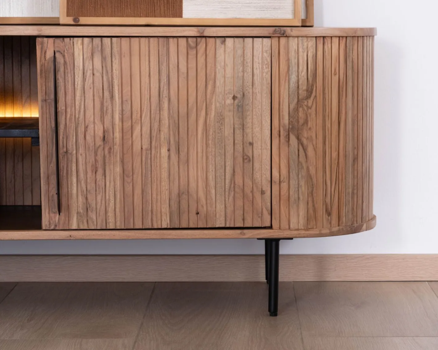 Outlet Meuble TV design rétro 175 cm "Bopee" avec éclairage LED Meuble Télé