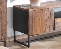Sale Meuble TV industriel 175 cm acacia et métal noir "Cachou Chic" Meuble Télé