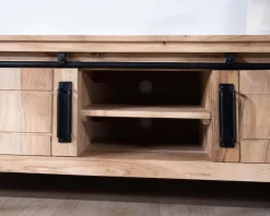 Online Meuble TV industriel 180 cm bois et métal 2 portes 2 niches "Montréal" Meuble Télé