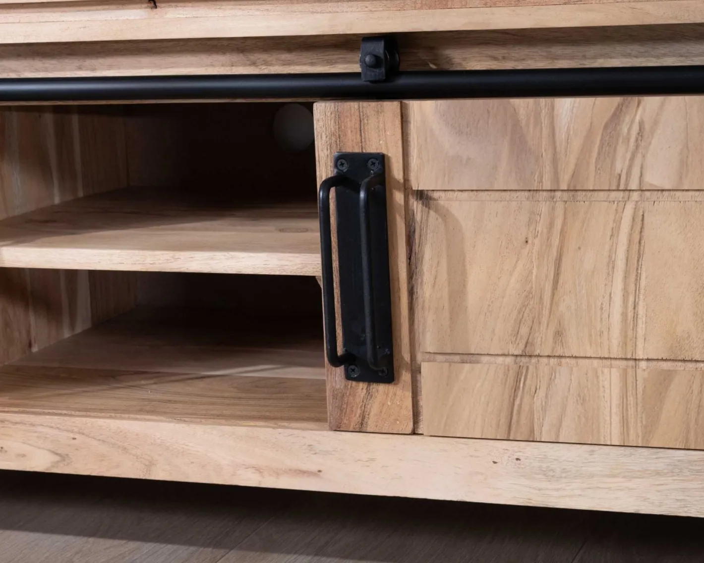 Online Meuble TV industriel 180 cm bois et métal 2 portes 2 niches "Montréal" Meuble Télé