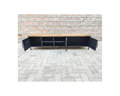 New Meuble TV noir en métal et bois