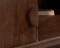 Discount Meuble TV néo-rétro en manguier massif foncé 150 cm
