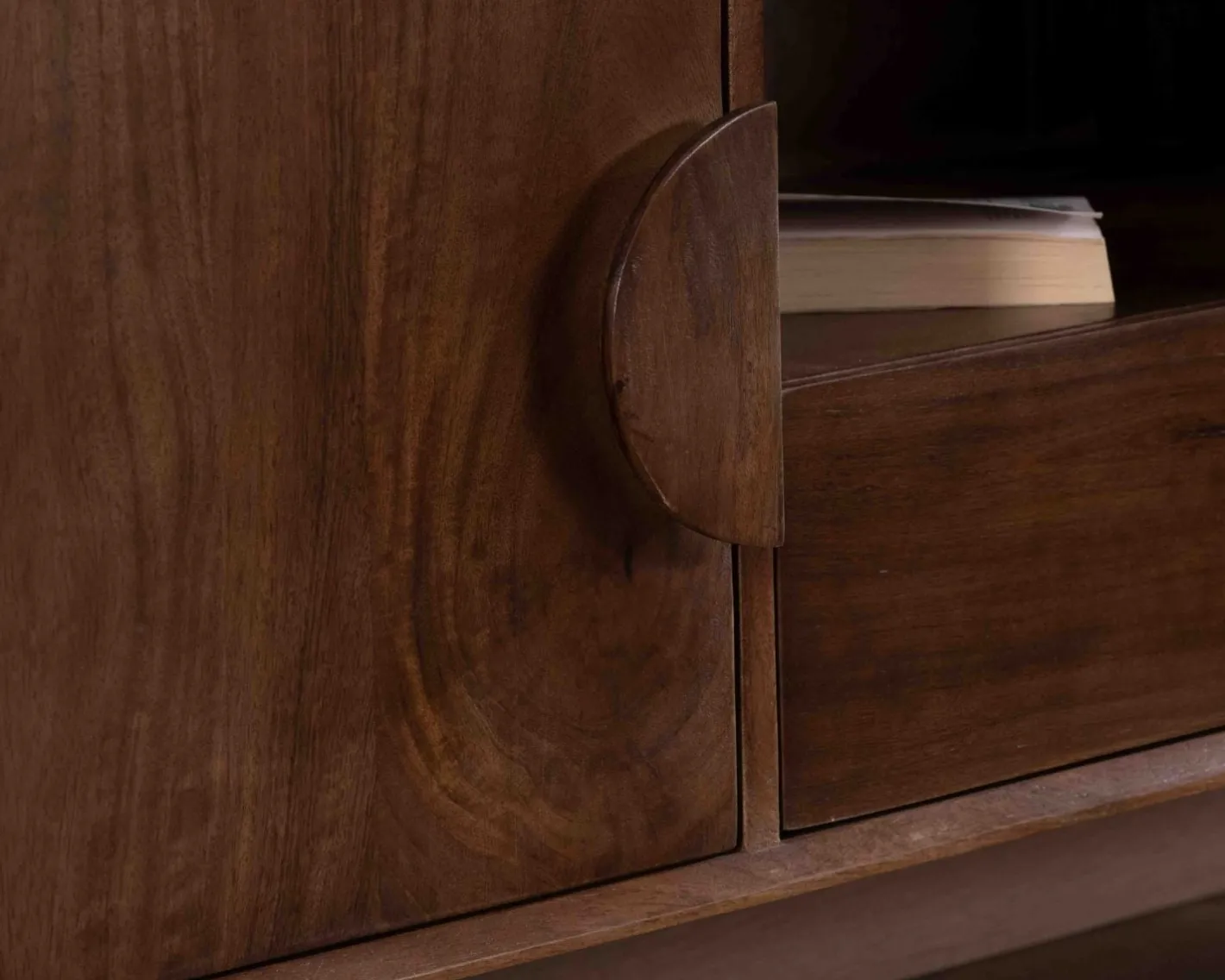 Discount Meuble TV néo-rétro en manguier massif foncé 150 cm "Kaldo" Meuble Télé