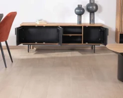Clearance Meuble TV 3 portes en teck style rétro "Opland" 160 cm Meuble Télé