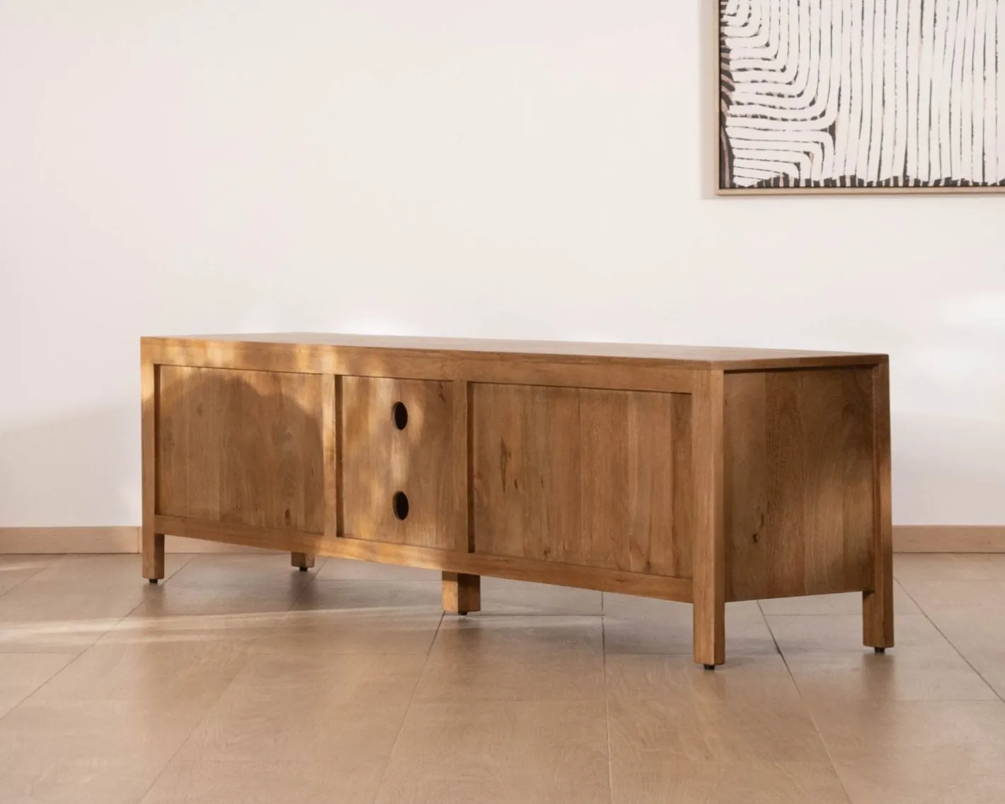 Best Meuble TV rétro-chic en manguier massif naturel 180 cm « Sicaly » Meuble Télé