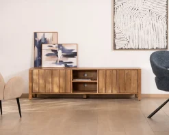 Best Meuble TV rétro-chic en manguier massif naturel 180 cm « Sicaly » Meuble Télé
