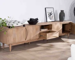 Online Meuble TV XXL 265cm en manguier massif 4 portes et 1 tiroir "Cabure" Meuble Télé
