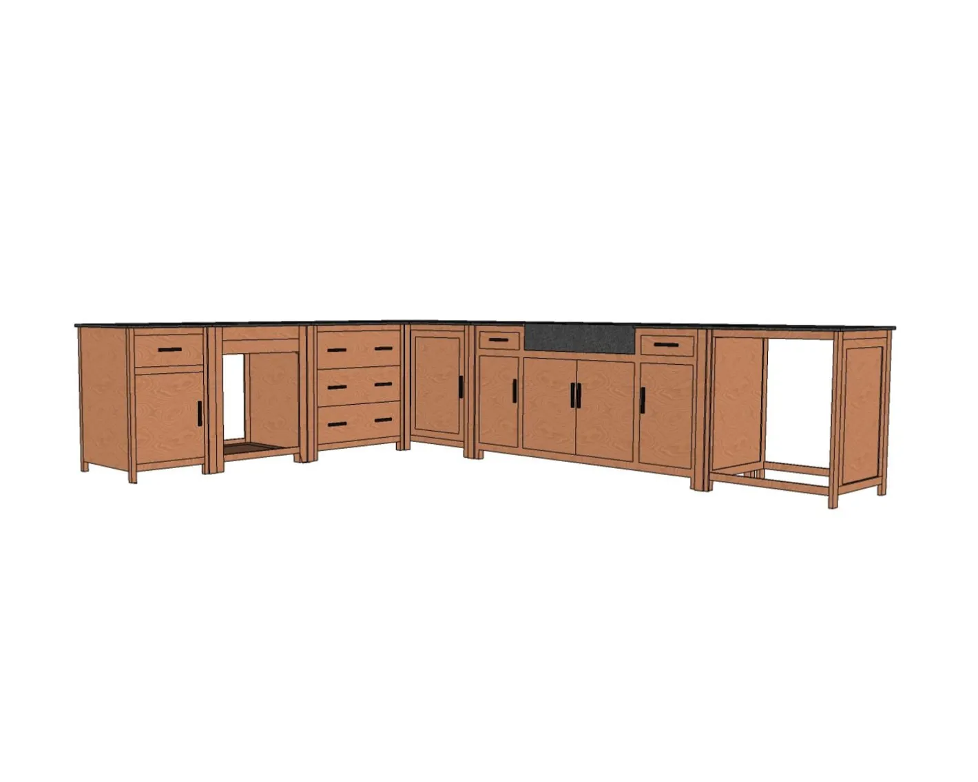 Clearance Meuble évier bois massif 2 portes "Grand Chef" sans bac Eléments De Cuisine