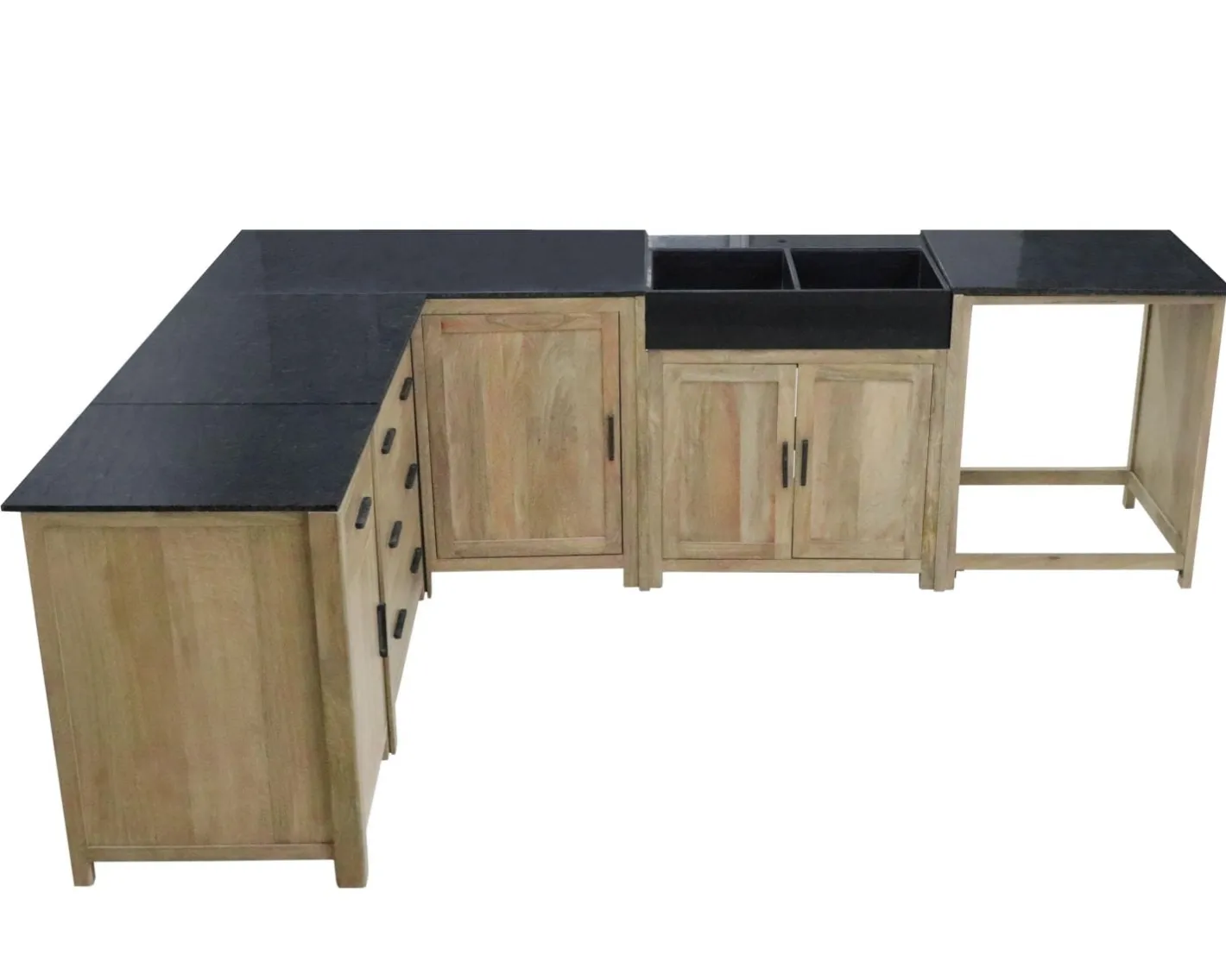 Clearance Meuble évier bois massif 2 portes "Grand Chef" sans bac Eléments De Cuisine