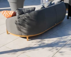 Hot Méridienne d'extérieur design enveloppant "Armando" gris foncé avec coussins coordonnés Canapé De Jardin|Bain De Soleil