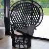 Original fauteuil style Pomare en rotin tressé noir "Taïpa Beach" Fauteuil|Fauteuil De Jardin