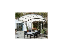 Hot Pergola 6 pieds en métal et toit arrondi "Gardénia" 3m60 x 3m Décoration
