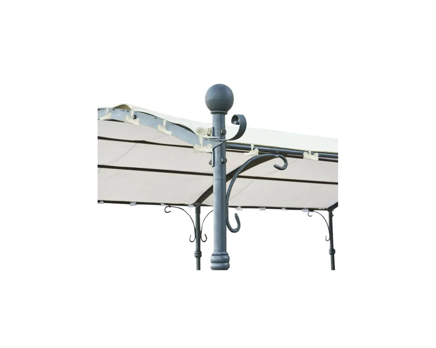 Hot Pergola 6 pieds en métal et toit arrondi "Gardénia" 3m60 x 3m Décoration