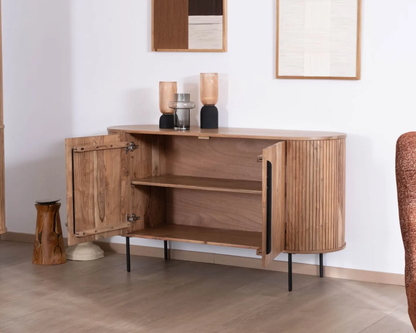 Outlet Petit buffet 145 cm en acacia esprit rétro "Bopee" Buffet Et Bahut