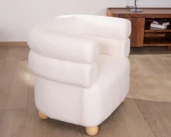 Online Petite chauffeuse en tissu bouclette blanc design 70's