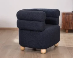 Petite chauffeuse enveloppante en tissu bleu foncé "Wala" Fauteuil