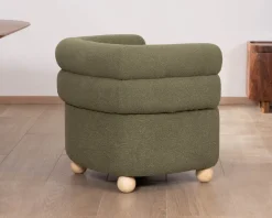 Clearance Petite chauffeuse style retro "Wala" en tissu vert kaki Fauteuil