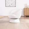 Petite chauffeuse tournante 360° en tissu chenillé blanc "Ladoga" Fauteuil