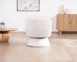 Petite chauffeuse tournante 360° en tissu chenillé blanc "Ladoga" Fauteuil