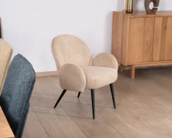 Best Petit fauteuil esprit scandinave en tissu duveteux beige "Luno" Fauteuil