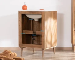 Clearance Petit meuble sous vasque 60 cm "Malova" en manguier massif Meuble Sous Vasque