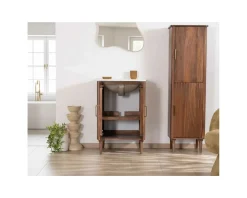 Sale Petit meuble sous vasque en manguier foncé