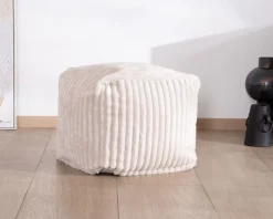 New Petit pouf cubique en velours blanc 