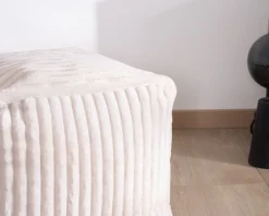 New Petit pouf cubique en velours blanc 