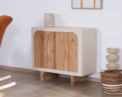 Best Petit rangement design en acacia naturel et finition aspect béton sablé "Miona" Rangement|Buffet Et Bahut