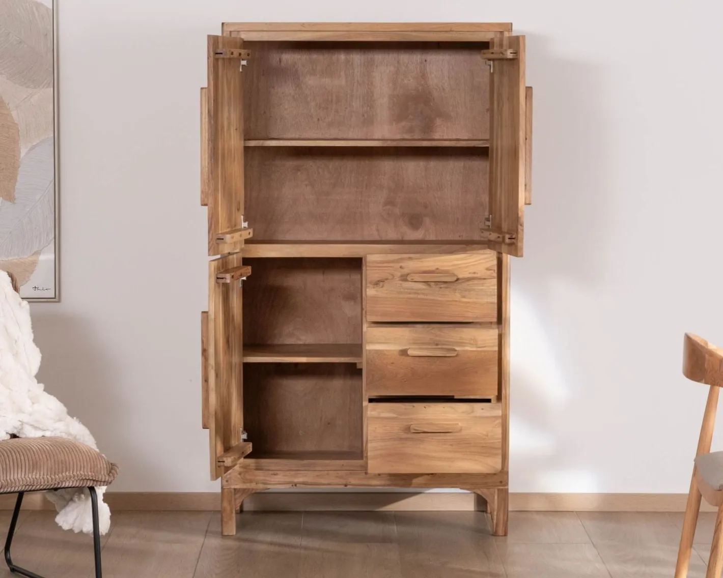 Sale Petit vaisselier bas style scandinave en acacia "Melody" Vaisselier