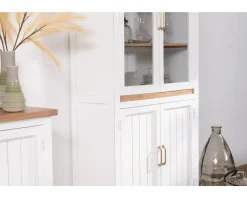 Clearance Petit vaisselier blanc en acacia avec portes vitrées