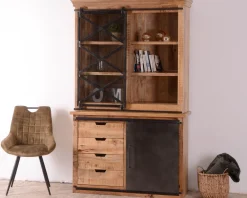 Best Petit vaisselier en métal et bois de manguier massif