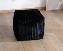 Hot Pouf carré en velours côtelé anthracite "Lizard" esprit cosy chic Décoration