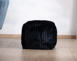 Hot Pouf carré en velours côtelé anthracite 