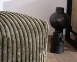 Hot Pouf cubique en velours côtelé kaki 
