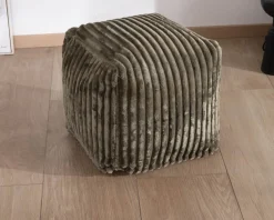 Hot Pouf cubique en velours côtelé kaki 