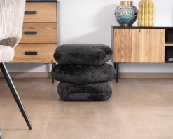 Pouf « Flow » tournant à trois niveaux en tissu tramé gris anthracite au toucher doux Décoration
